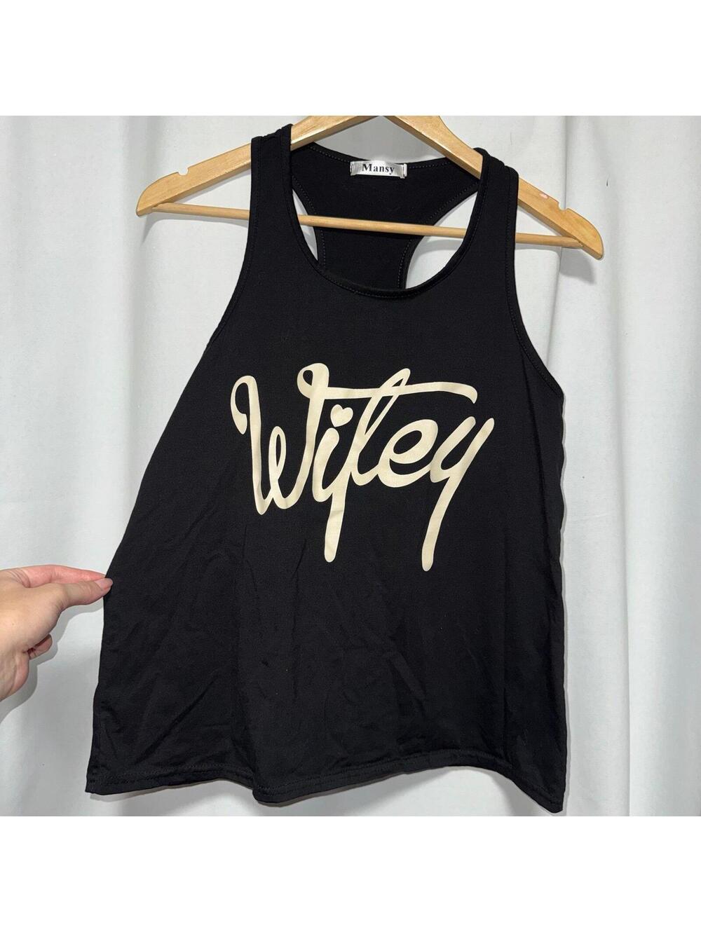Mansy black "wifey" racerback tank top medium